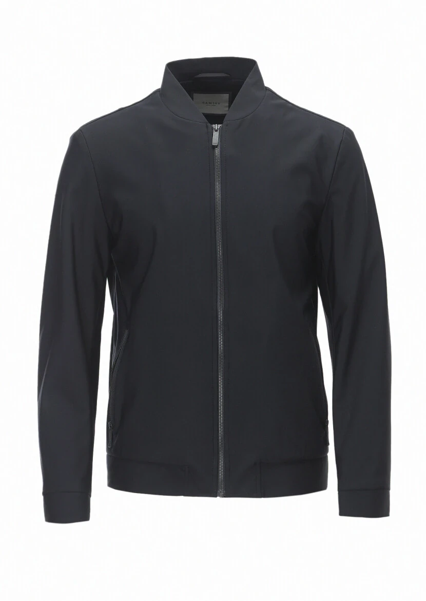 Siyah Regular Fit Hakim Yaka Casual Dokuma Mont - 6