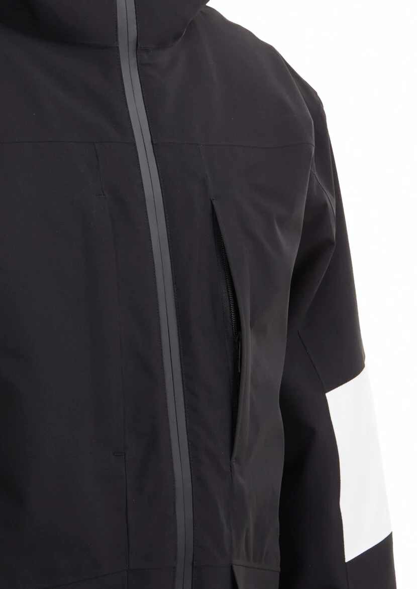 Siyah Regular Fit Kapüşonlu Casual Dokuma Kaban - 3