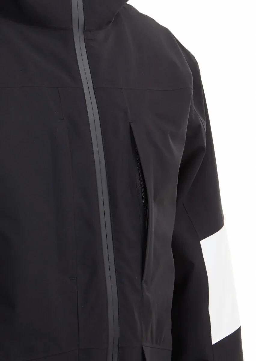 Siyah Regular Fit Kapüşonlu Casual Dokuma Kaban - 3