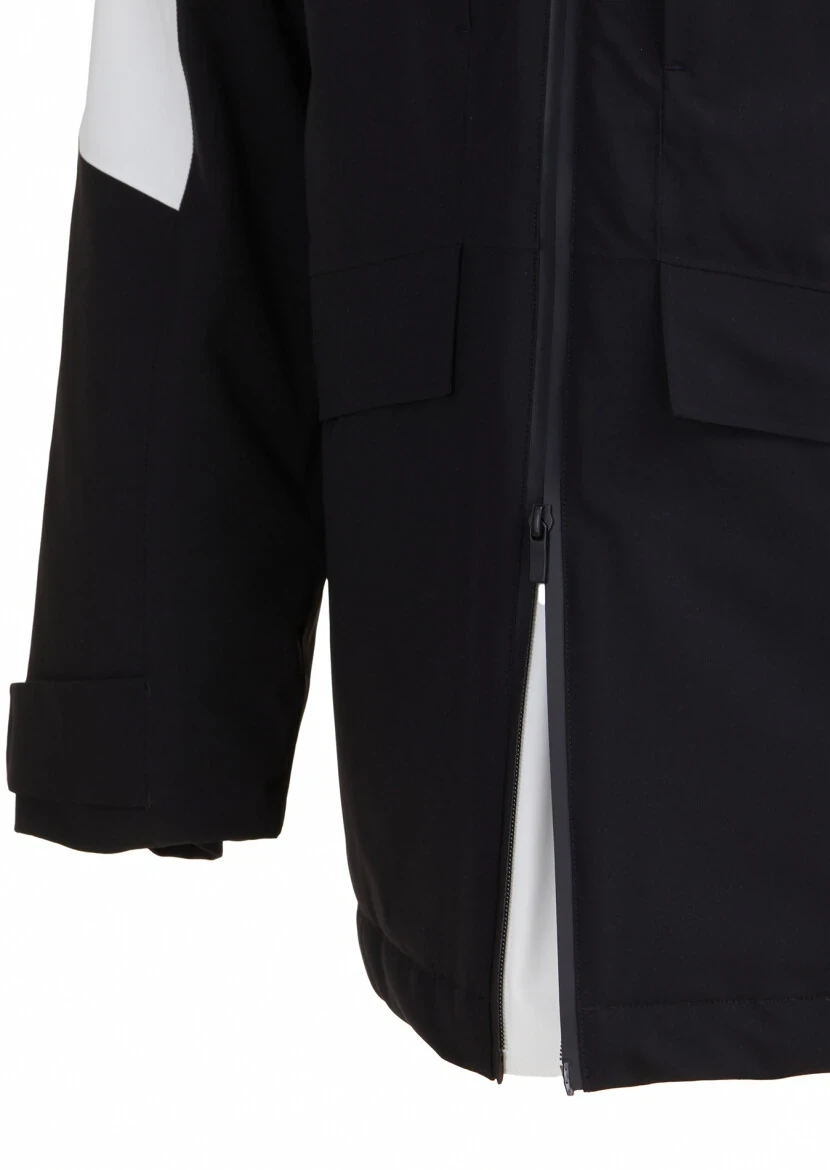 Siyah Regular Fit Kapüşonlu Casual Dokuma Kaban - 5