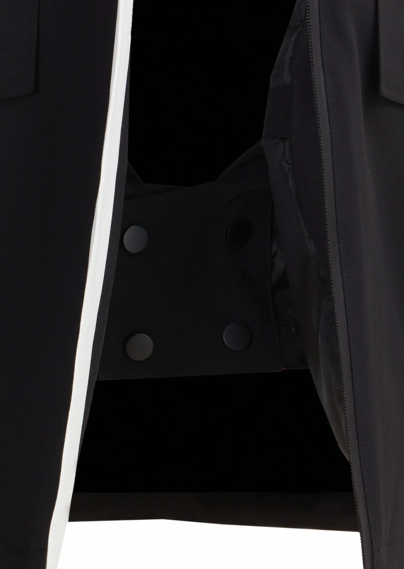 Siyah Regular Fit Kapüşonlu Casual Dokuma Kaban - 7