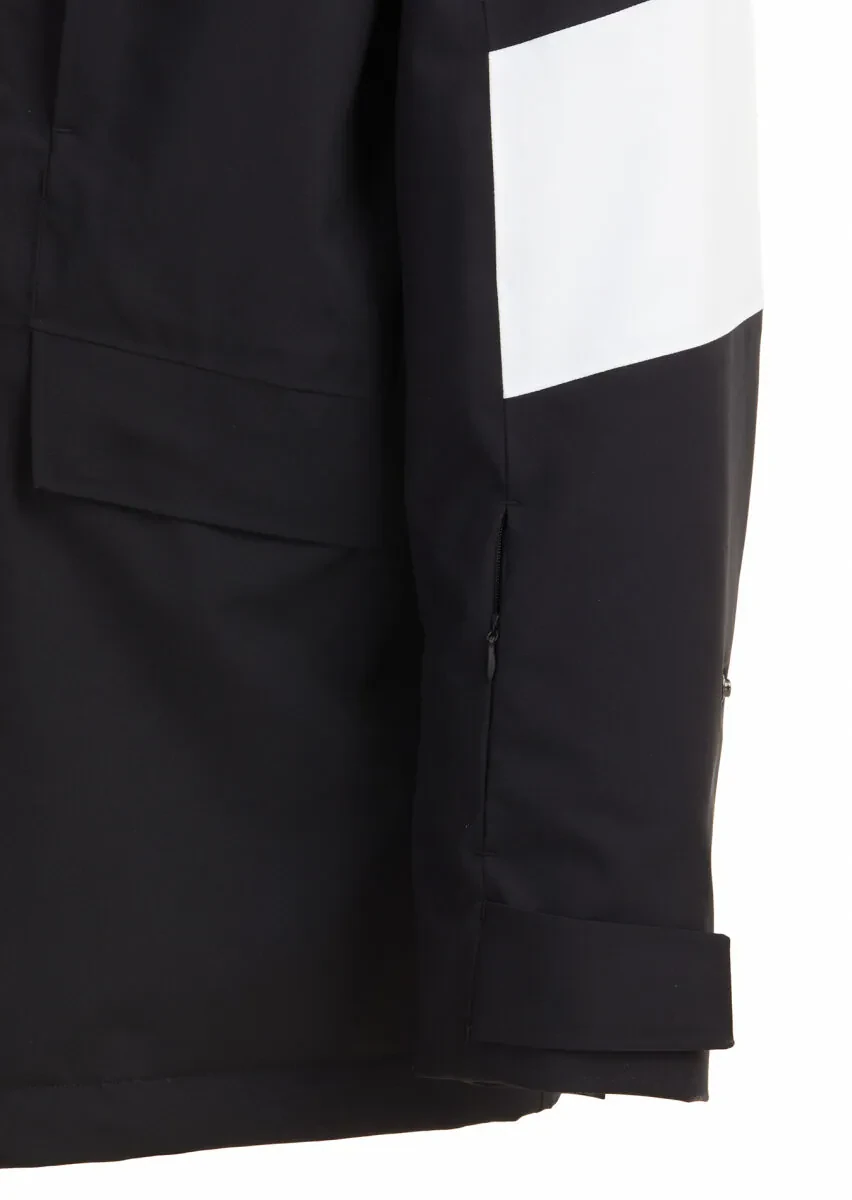 Siyah Regular Fit Kapüşonlu Casual Dokuma Kaban - 8