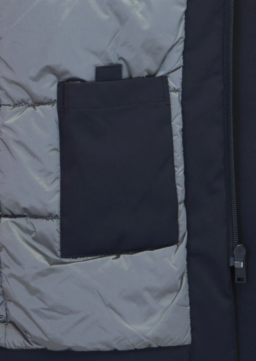 Siyah Regular Fit Kapüşonlu Casual Dokuma Kaban - 6