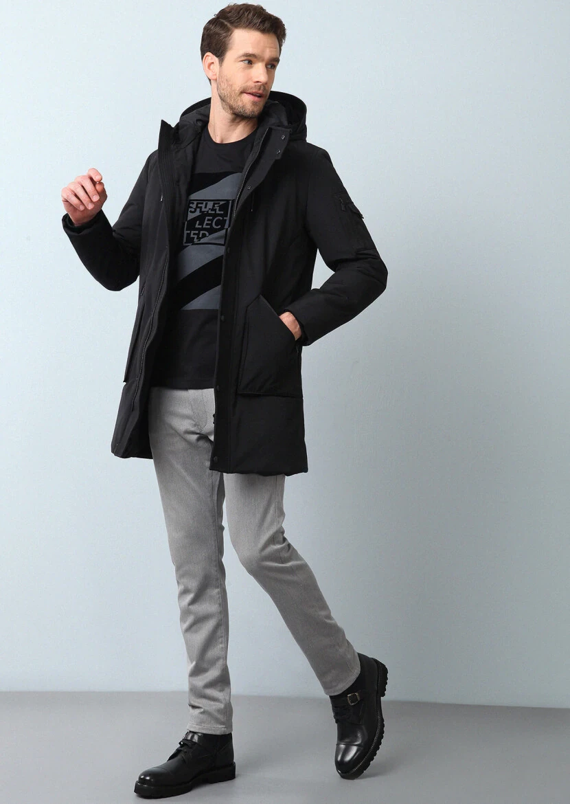 Siyah Regular Fit Kelebek Yaka Casual Dokuma Kaban - 4