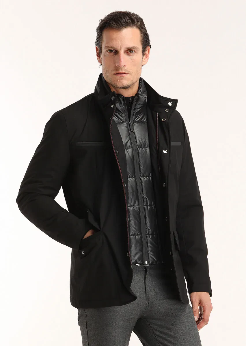 Siyah Regular Fit Micro Jel Elyaflı Spor Ceket - 2