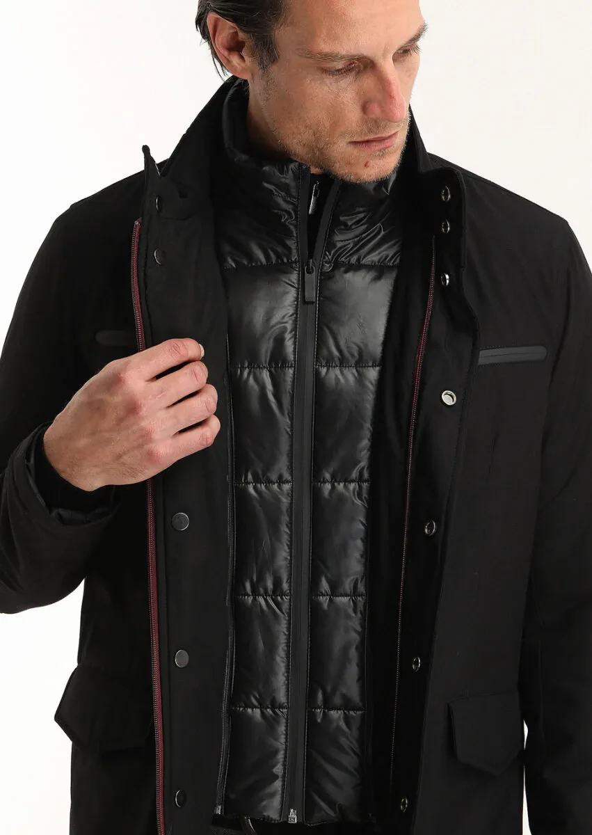 Siyah Regular Fit Micro Jel Elyaflı Spor Ceket - 5