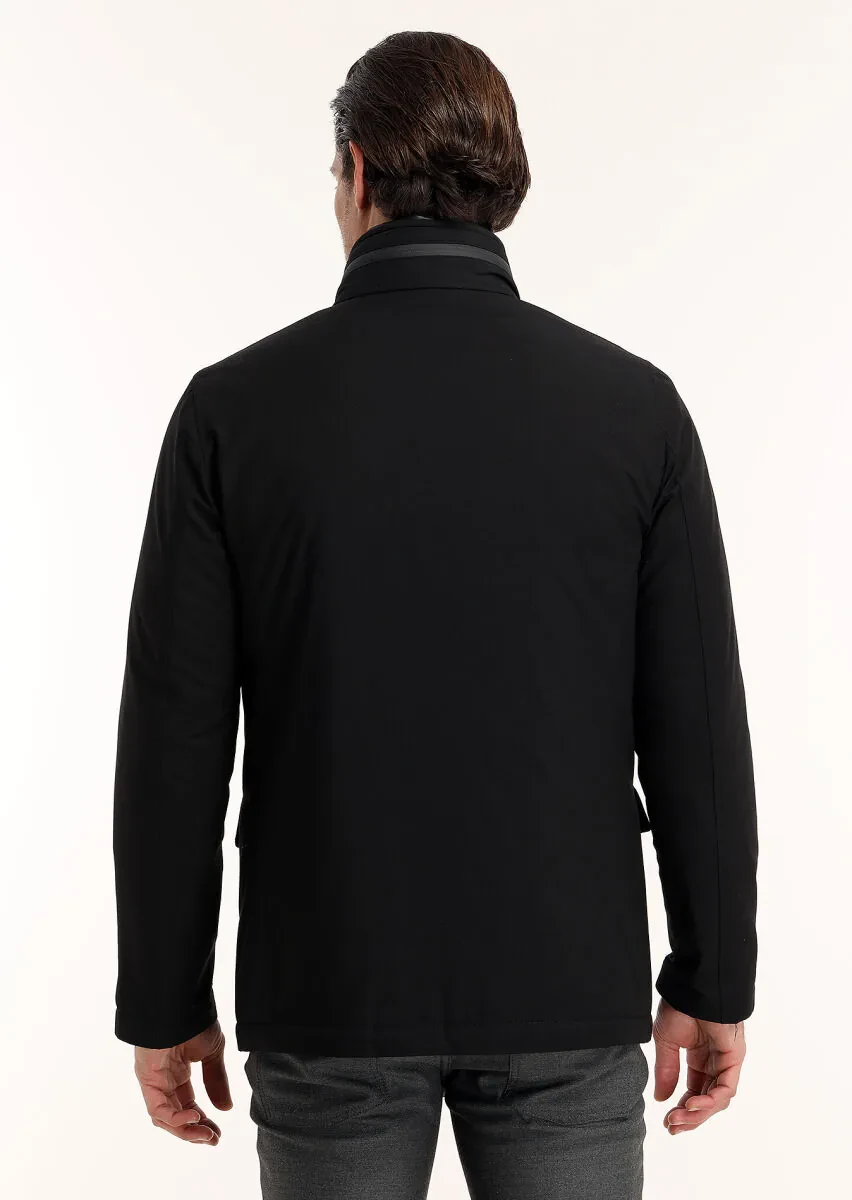 Siyah Regular Fit Micro Jel Elyaflı Spor Ceket - 6