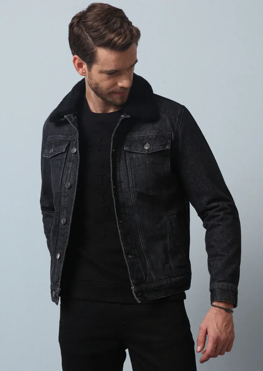 Siyah Regular Fit Pamuk Karışımlı Örme Micro Elyaflı Spor Ceket - 1