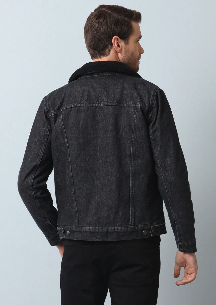 Siyah Regular Fit Pamuk Karışımlı Örme Micro Elyaflı Spor Ceket - 5