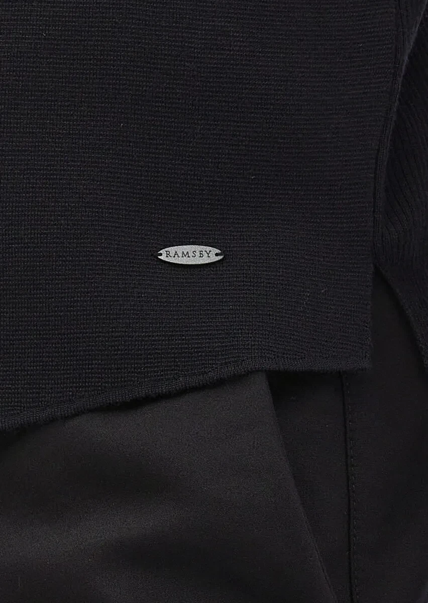 Siyah Regular Fit V Yaka Casual Örme Triko Yelek - 4