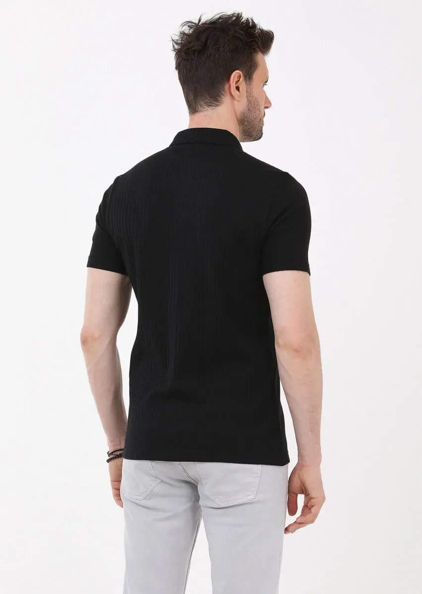 Siyah Slim Fit Casual %100 Pamuk Gömlek - 5
