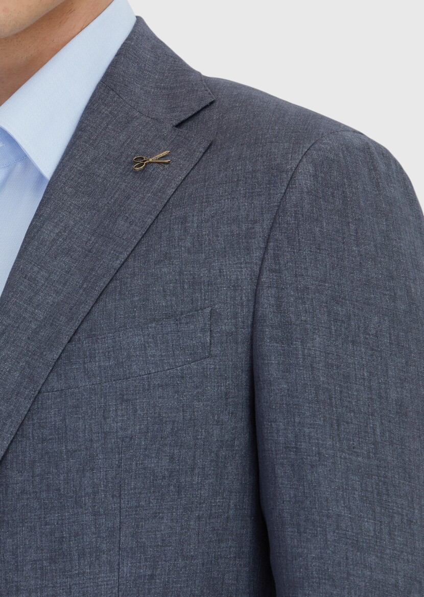 Smoked Plain Zeroweight Slim Fit 100% Linen Suit - 4