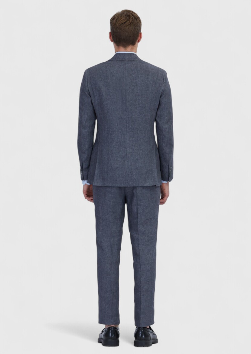 Smoked Plain Zeroweight Slim Fit 100% Linen Suit - 5