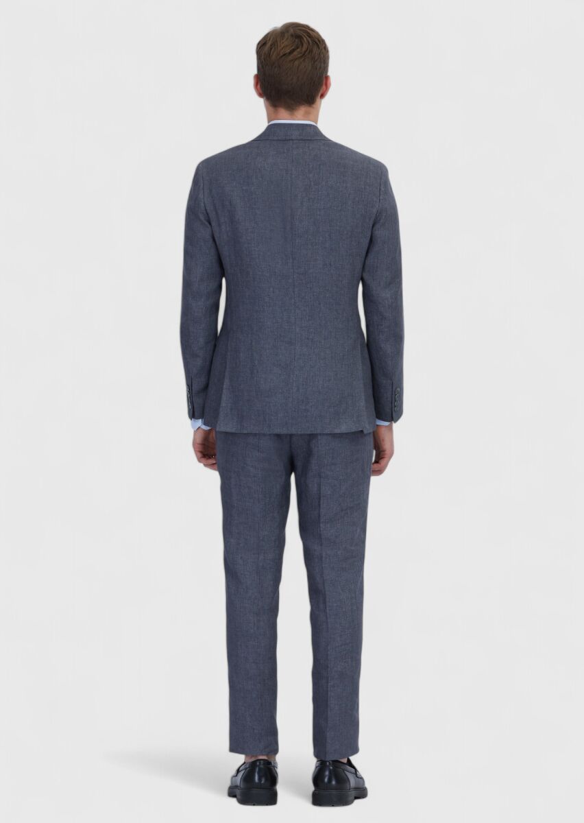 Smoked Plain Zeroweight Slim Fit 100% Linen Suit - 5