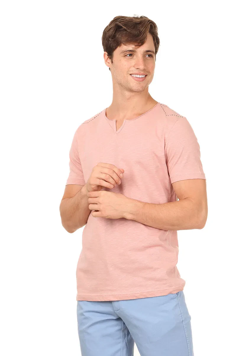 Somon Düz %100 Pamuk T-Shirt - 1