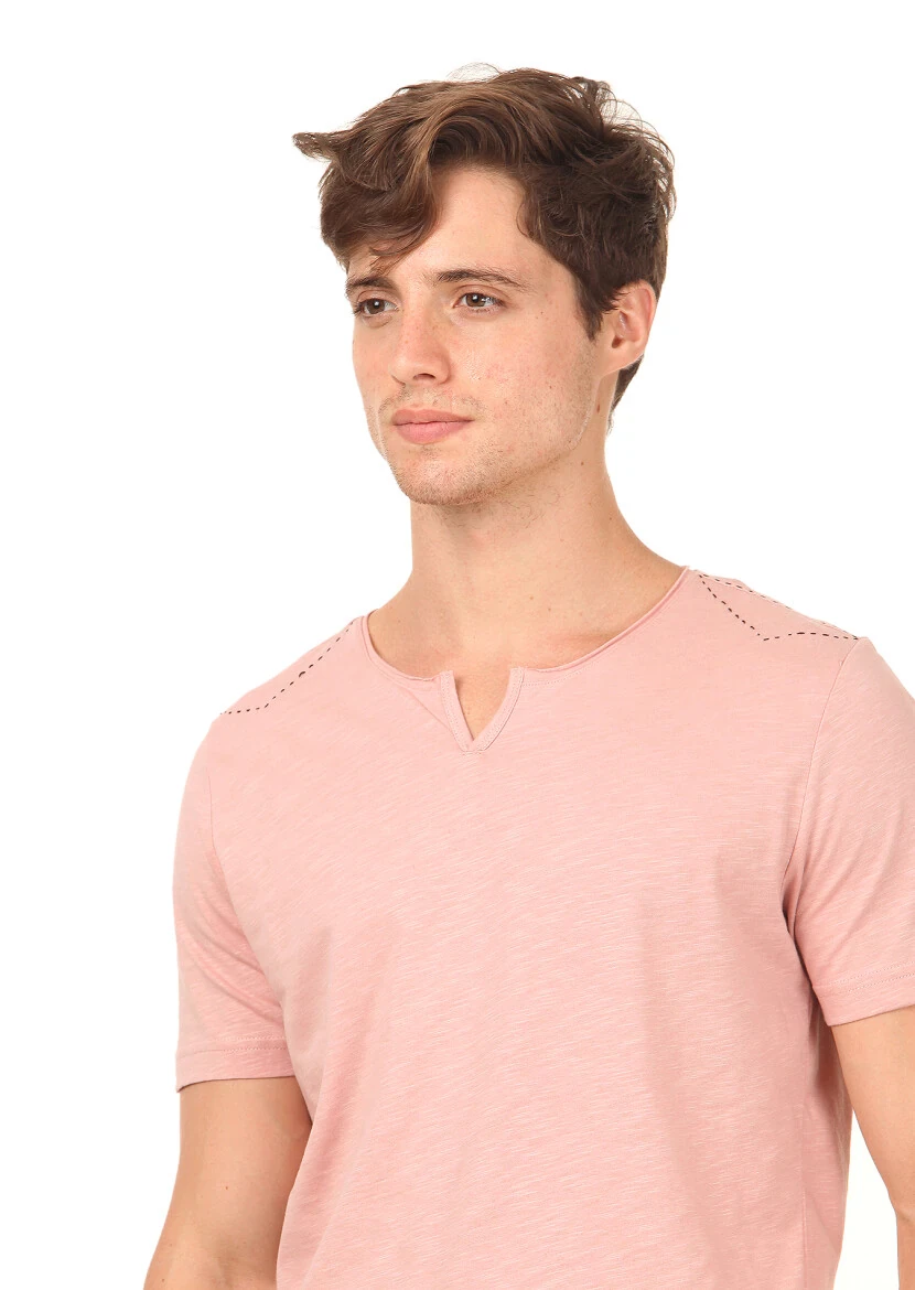 Somon Düz %100 Pamuk T-Shirt 