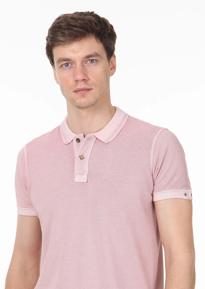 Somon Düz Polo Yaka %100 Pamuk T-Shirt - 2