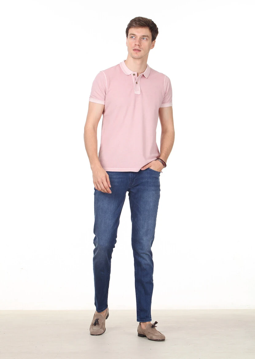 Somon Düz Polo Yaka %100 Pamuk T-Shirt - 3