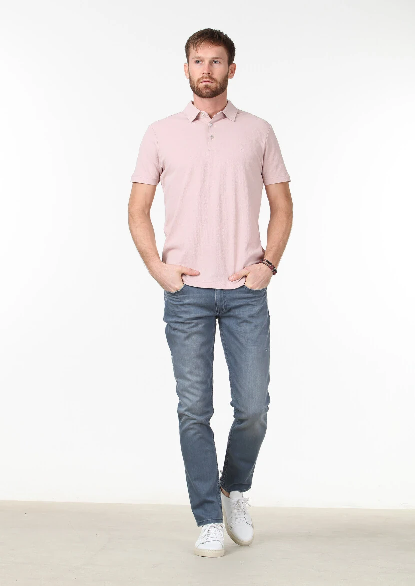 Somon Jakarlı %100 Pamuk T-Shirt - 2