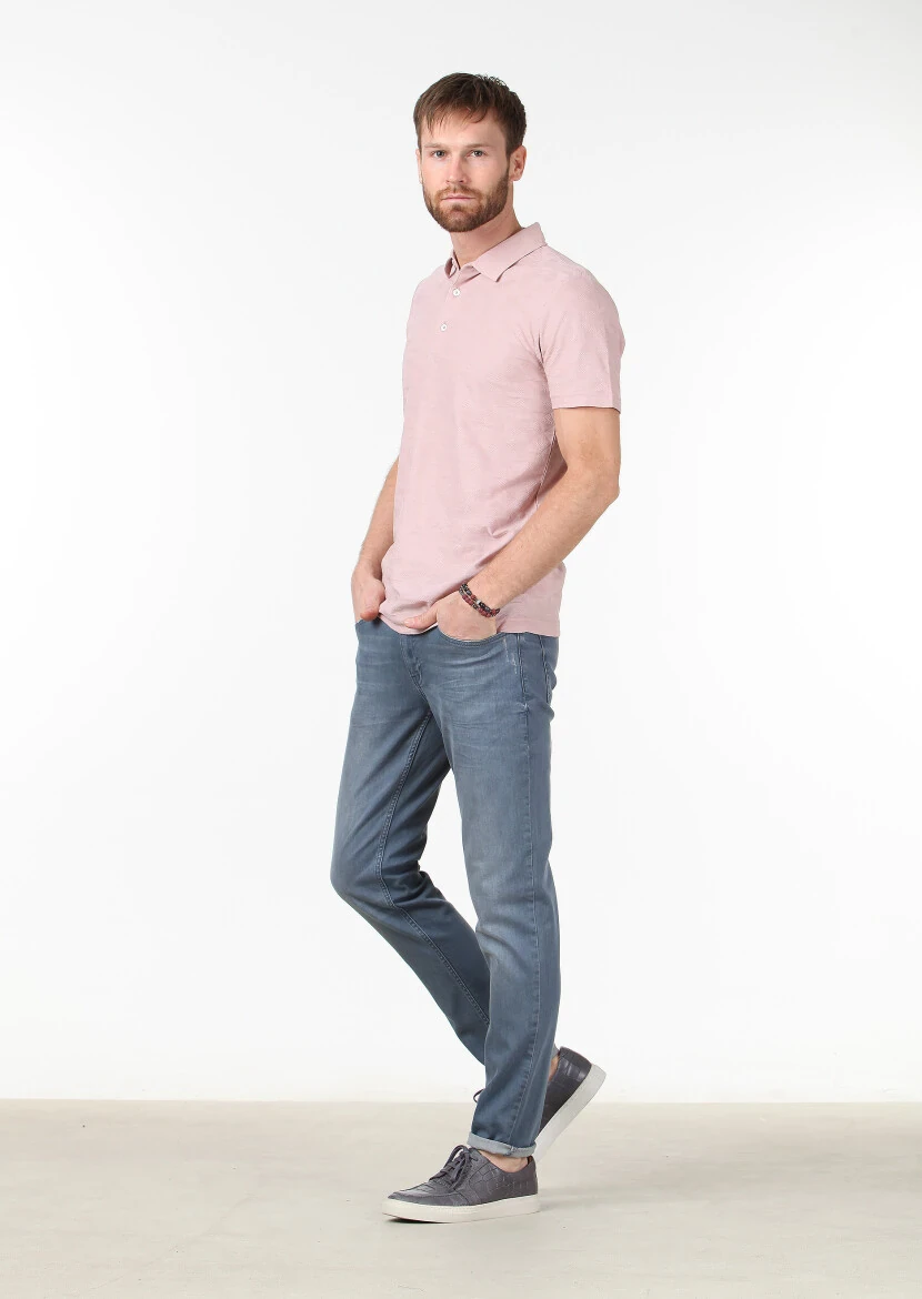 Somon Jakarlı Polo Yaka %100 Pamuk T-Shirt 