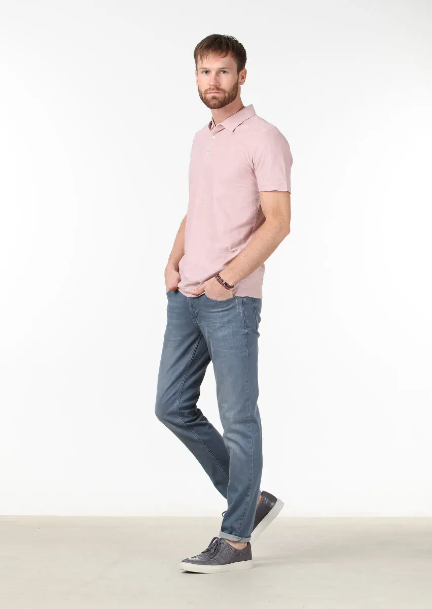 Somon Jakarlı Polo Yaka %100 Pamuk T-Shirt - 2