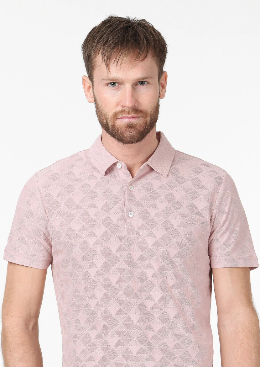 Somon Jakarlı Polo Yaka %100 Pamuk T-Shirt - 3