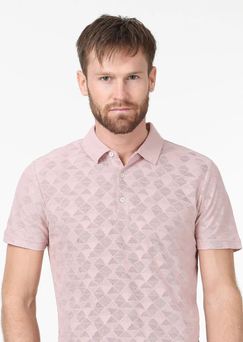 Somon Jakarlı Polo Yaka %100 Pamuk T-Shirt - 3