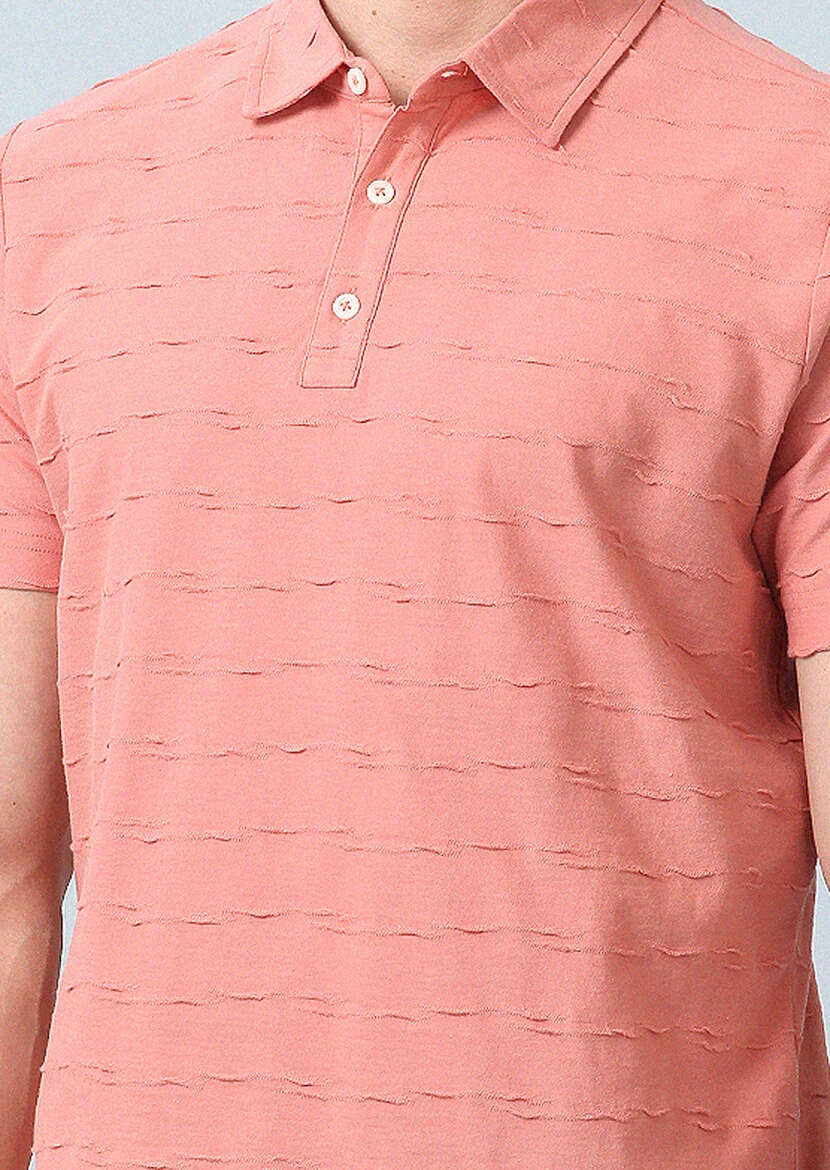 Somon Jakarlı Polo Yaka %100 Pamuk T-Shirt 