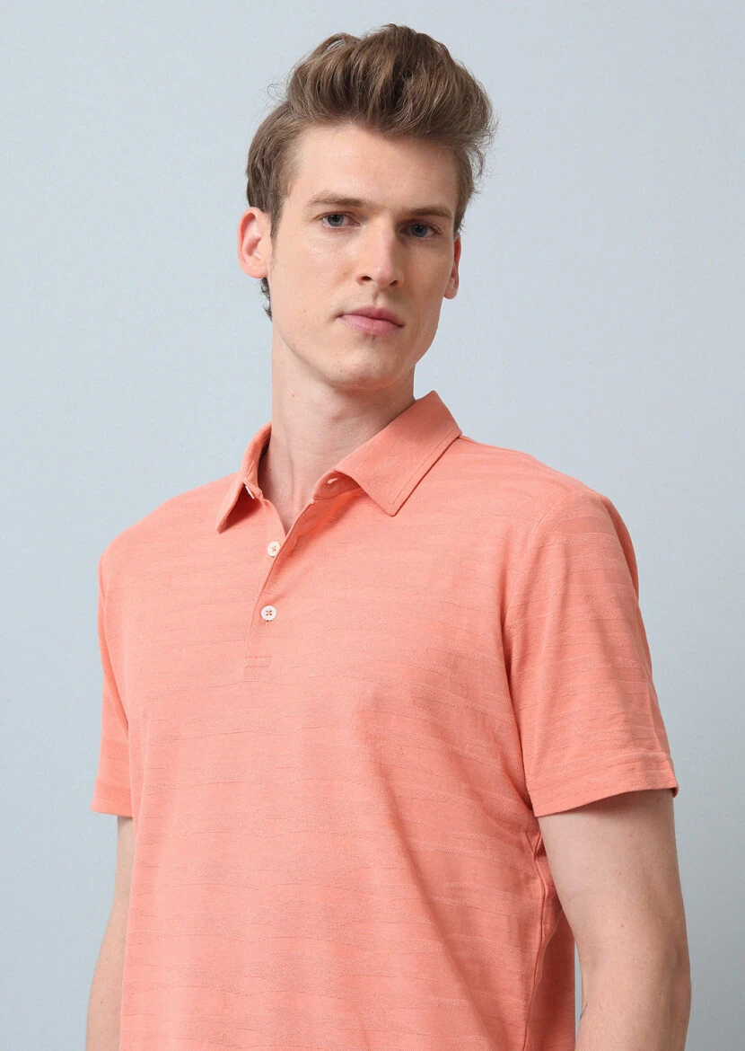 Somon Polo Yaka %100 Pamuk T-Shirt 