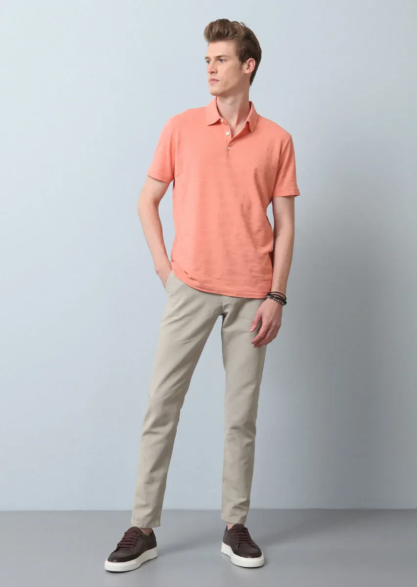 Somon Polo Yaka %100 Pamuk T-Shirt - 4