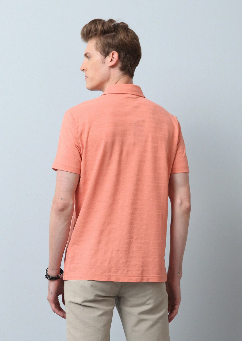 Somon Polo Yaka %100 Pamuk T-Shirt - 5