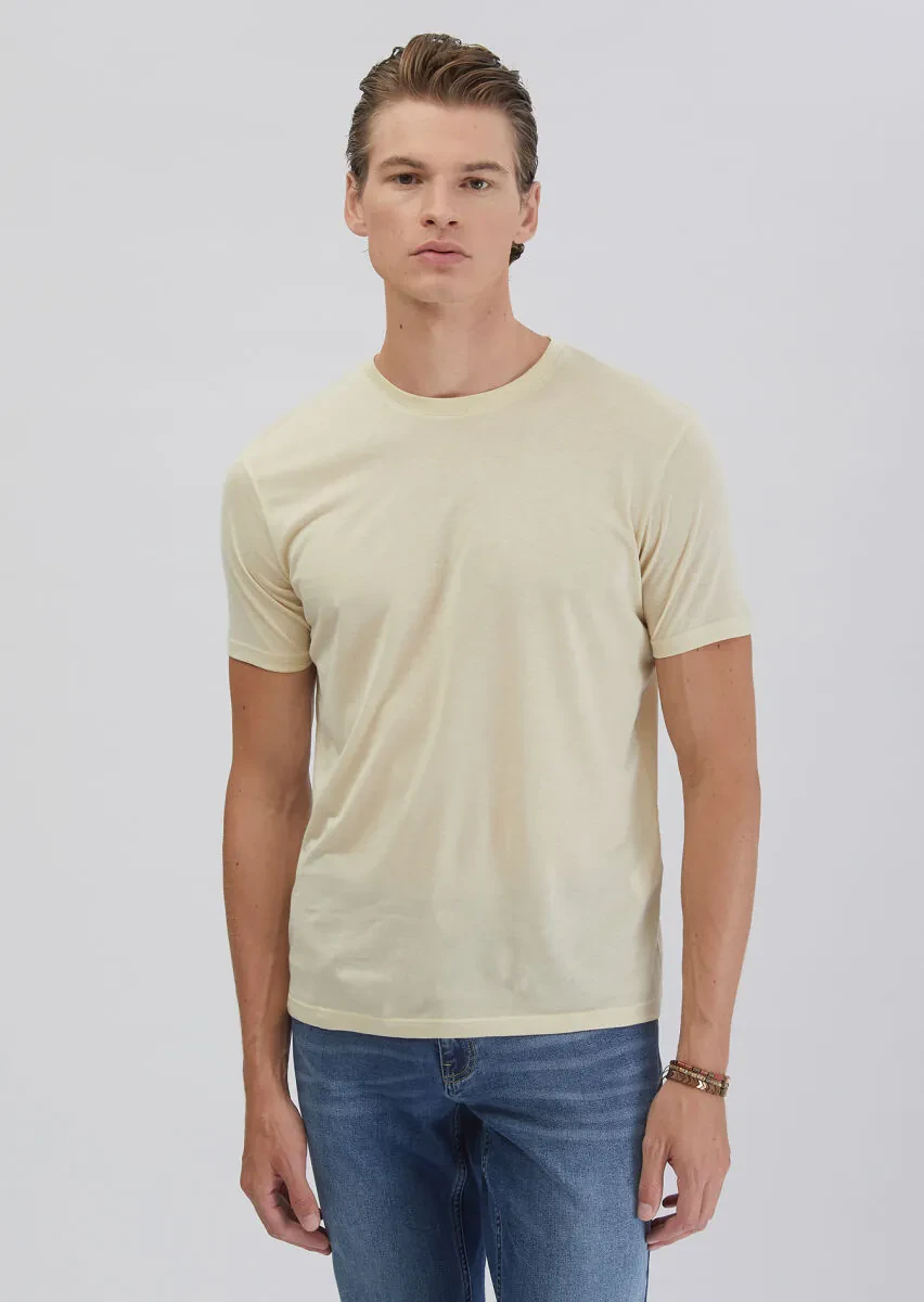 Stone Plain Crew Neck T-Shirt - 1