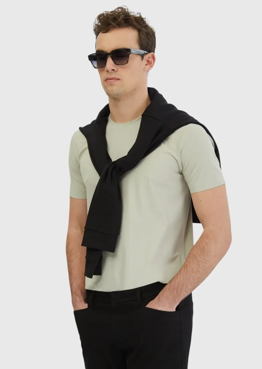 Stone Plain Crew Neck T-Shirt - 1