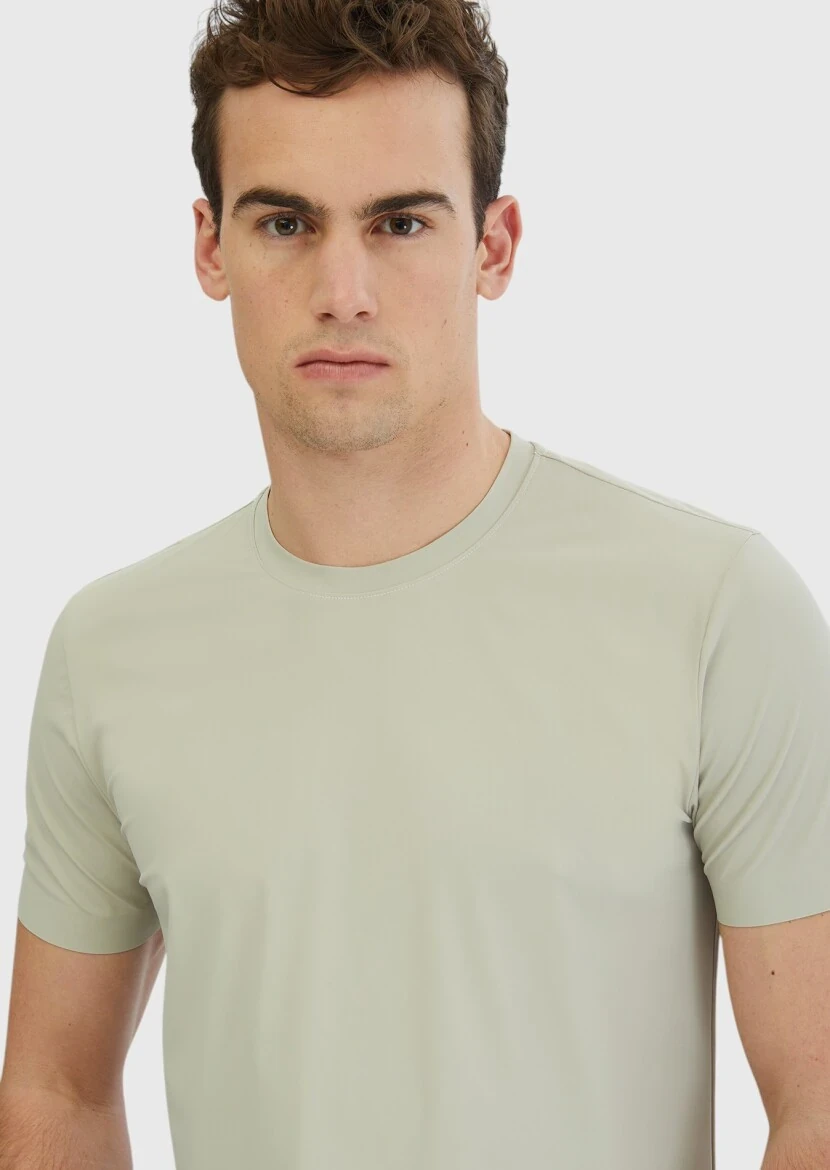 Stone Plain Crew Neck T-Shirt - 4