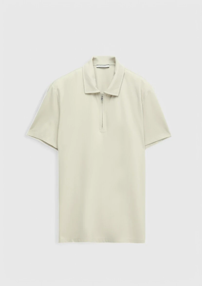 Stone Plain Polo Neck T-Shirt - 6