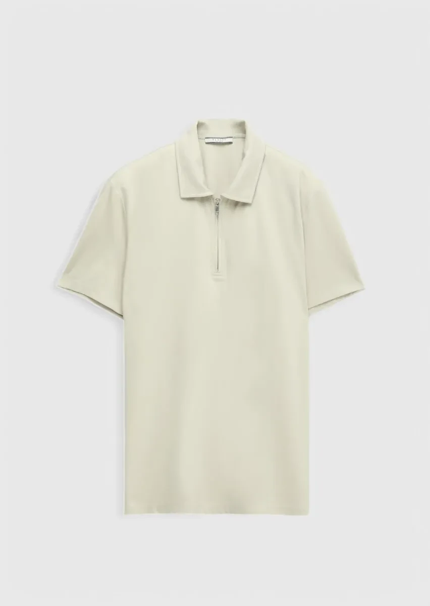 Stone Plain Polo Neck T-Shirt - 6