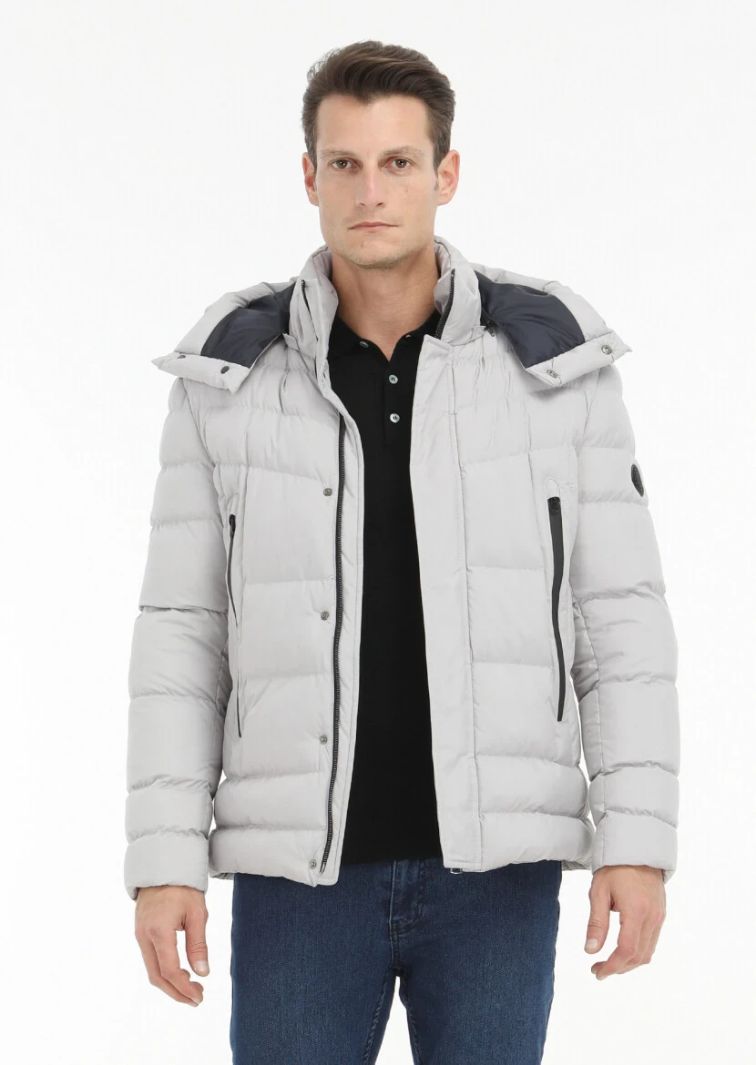 Stone Regular Fit Casual Weaving Removable Hood Coat - 3