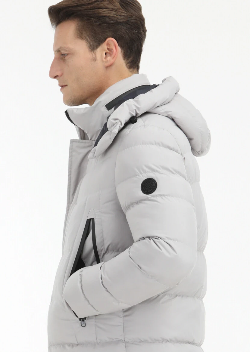 Stone Regular Fit Casual Weaving Removable Hood Coat - 5