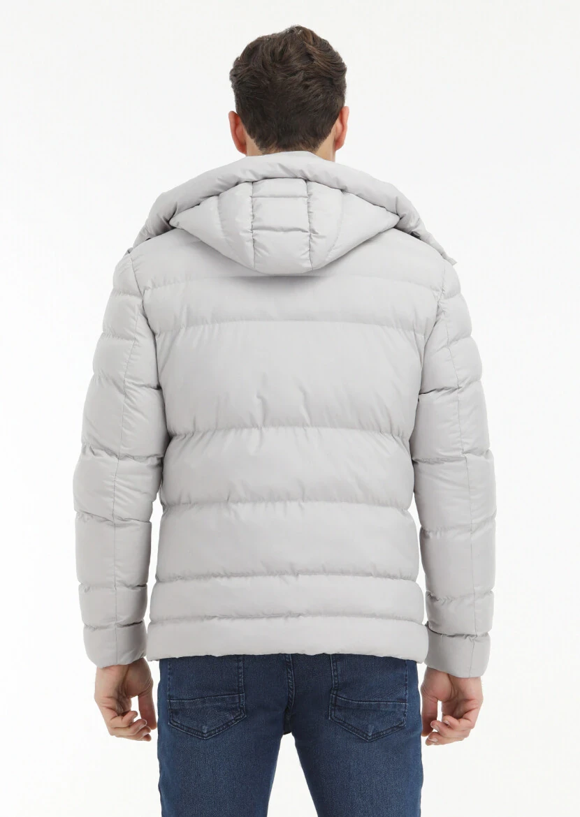 Stone Regular Fit Casual Weaving Removable Hood Coat - 6