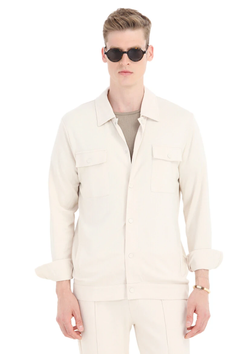 Stone Regular Fit Cotton Blended Blazer - RAMSEY