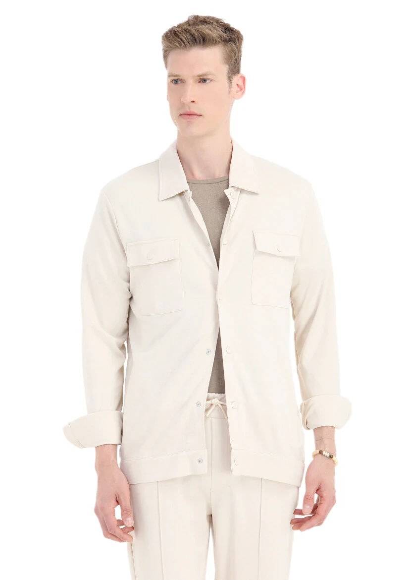 Stone Regular Fit Cotton Blended Blazer - 4