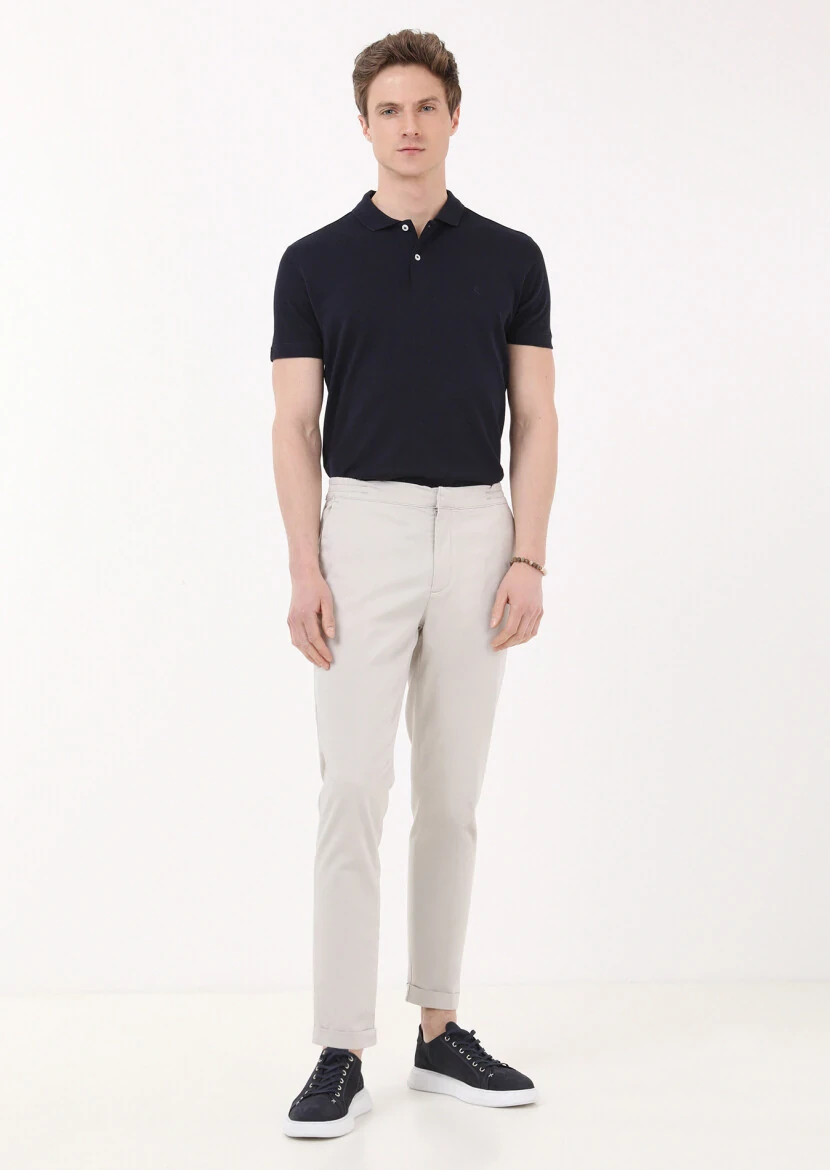 Stone Weaving Jogging Fit Casual Cotton Blended Trousers - 1