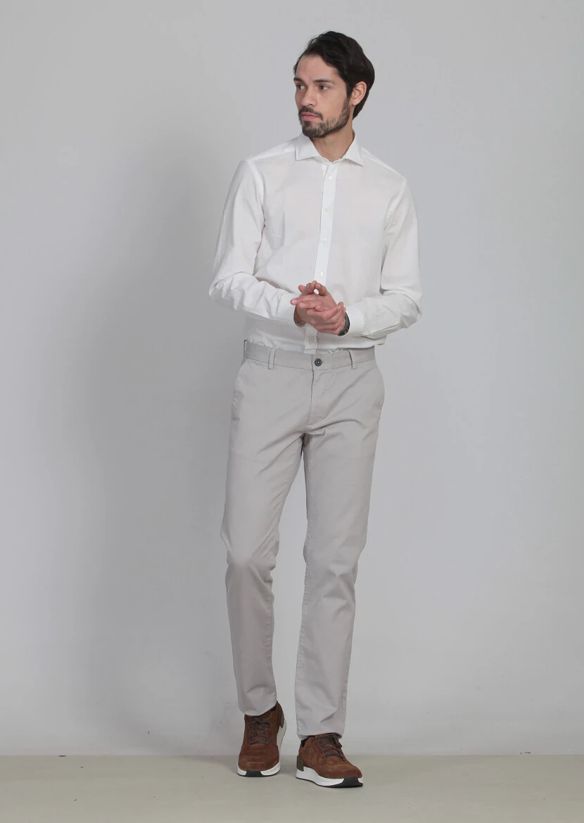 Stone Weaving Regular Fit Casual Cotton Blended Trousers - 1