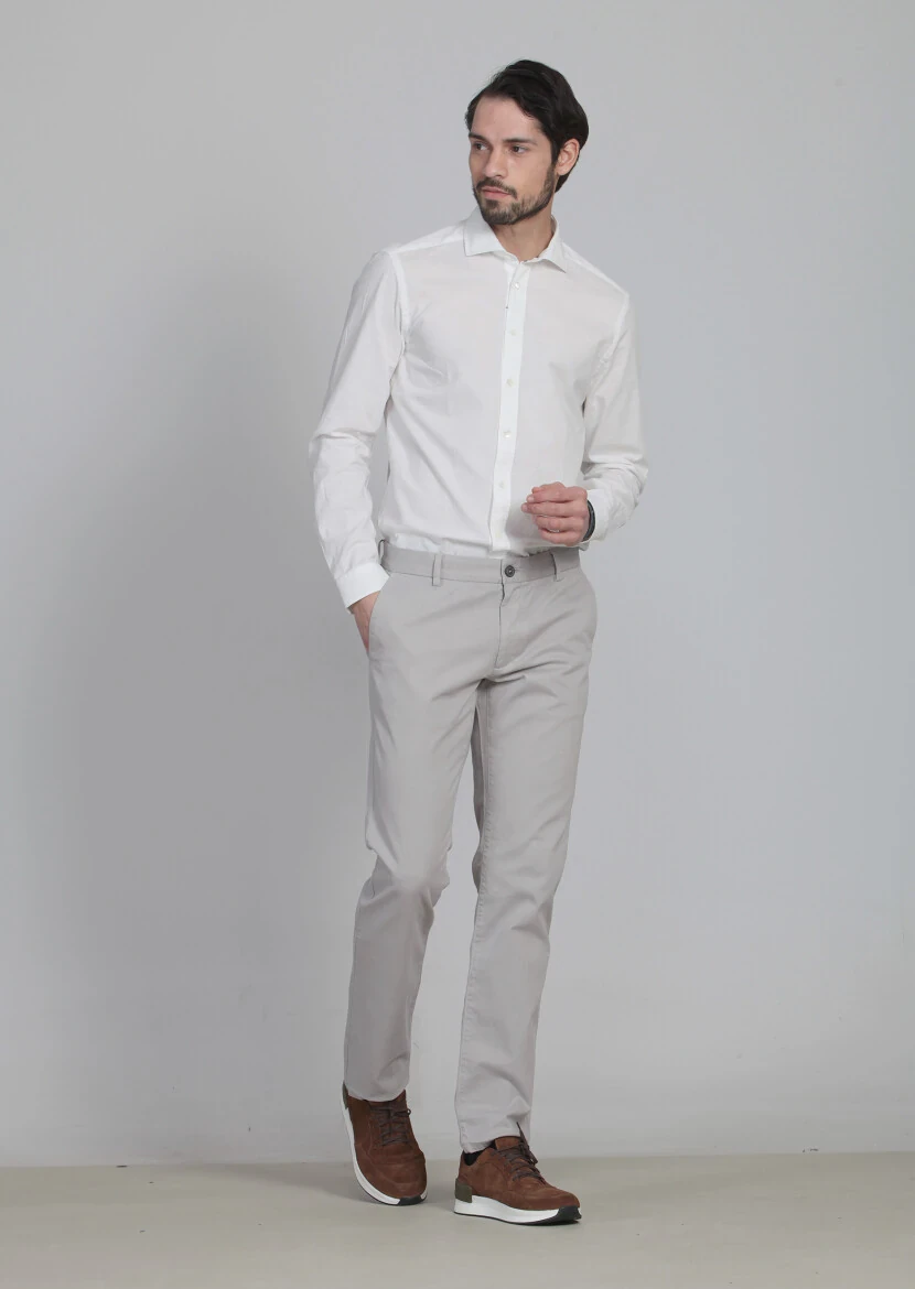 Stone Weaving Regular Fit Casual Cotton Blended Trousers - 3