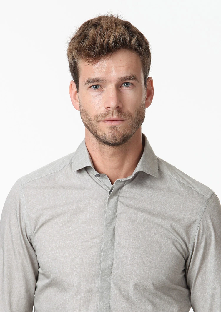 Taş Baskılı Slim Fit Dokuma Casual %100 Pamuk Gömlek - 3