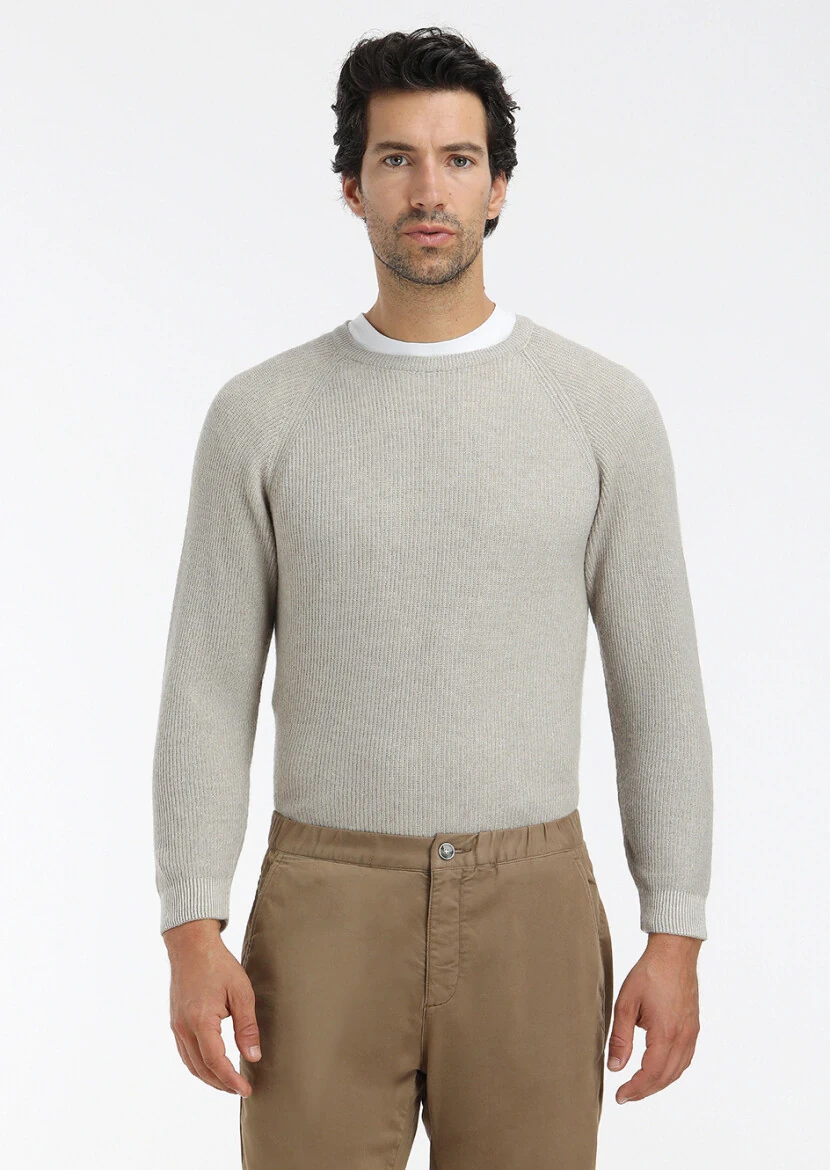 Taş Bisiklet Yaka Selanik Yün Karışımlı Triko Kazak 