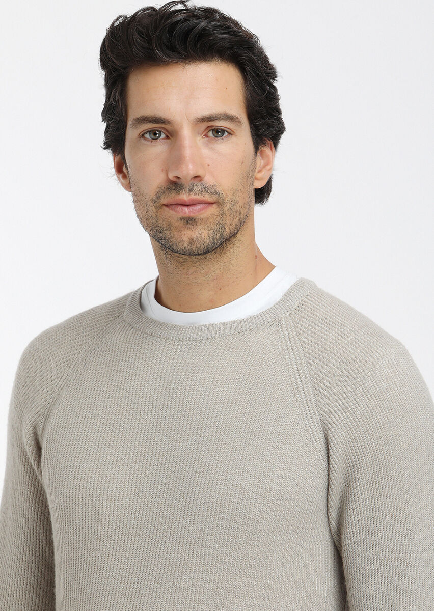 Taş Bisiklet Yaka Selanik Yün Karışımlı Triko Kazak - 3