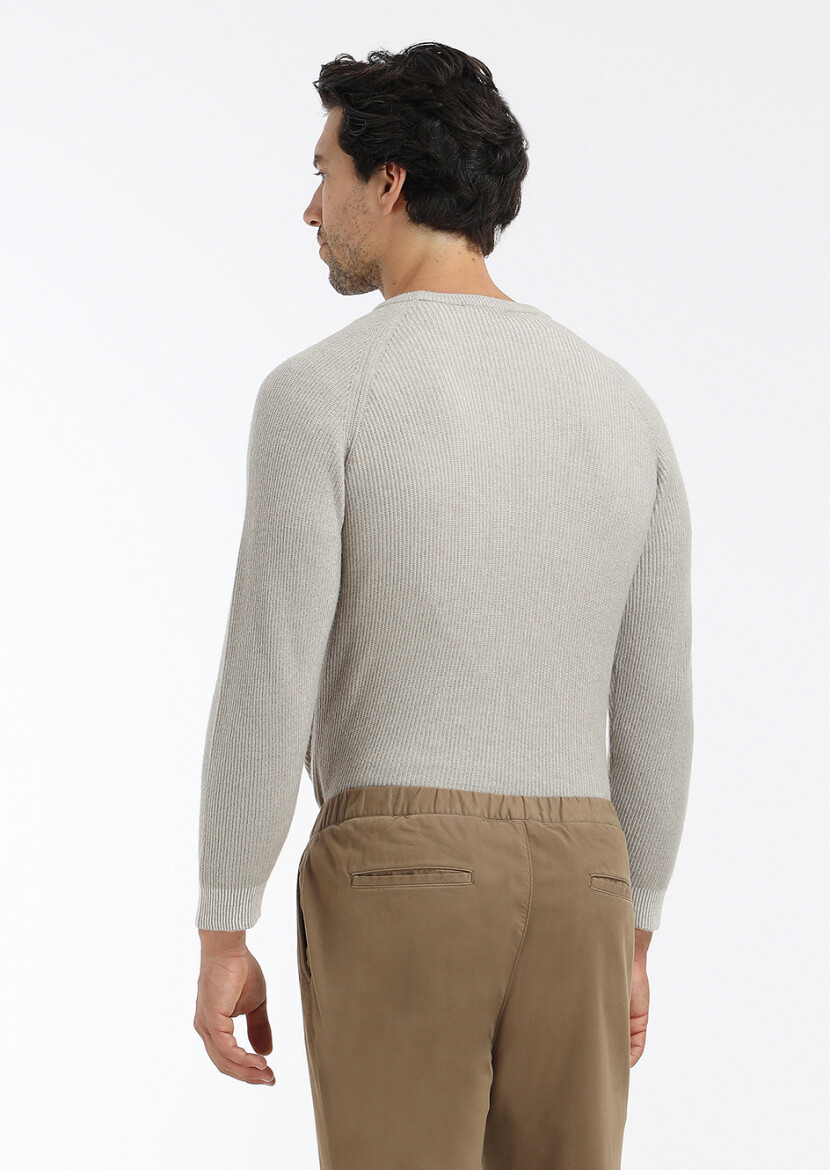 Taş Bisiklet Yaka Selanik Yün Karışımlı Triko Kazak - 4