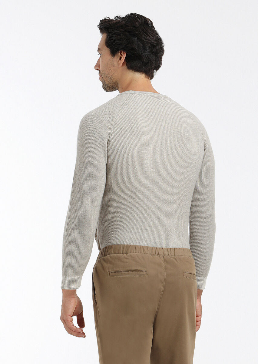 Taş Bisiklet Yaka Selanik Yün Karışımlı Triko Kazak - 4