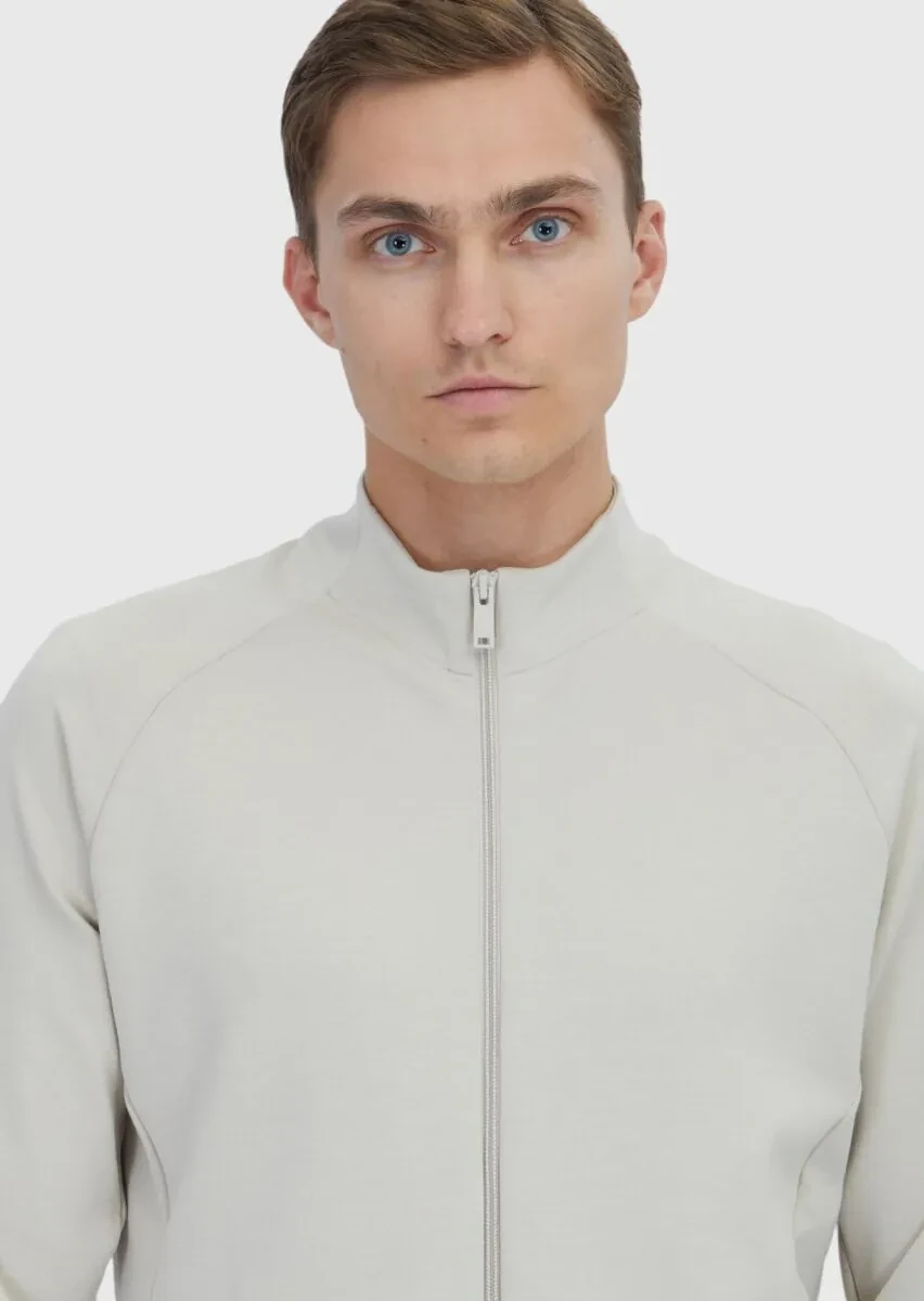 Taş Dik Yaka Düz Sweatshırt - 4